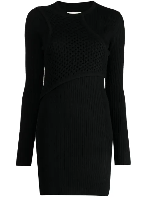 Feng Chen Wang long-sleeve wool minidress Black FWF16KT12B
