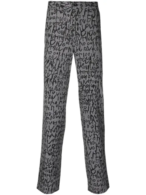 Comme des Garçons Homme Plus plaid-check jacquard straight-leg trousers Black PLP008
