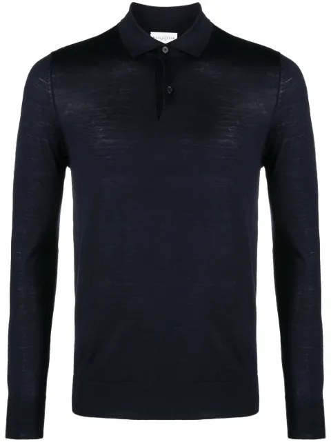 Ballantyne jersey-wool long-sleeved polo shirt Blue B2W03416W02