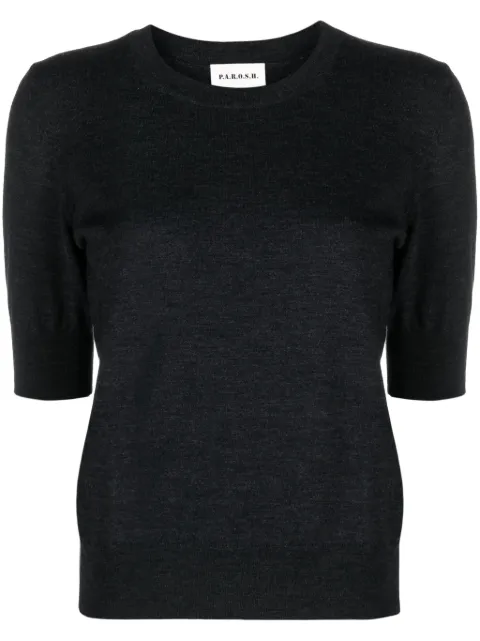P.A.R.O.S.H. round-neck fine-knit top Grey D540763LIME