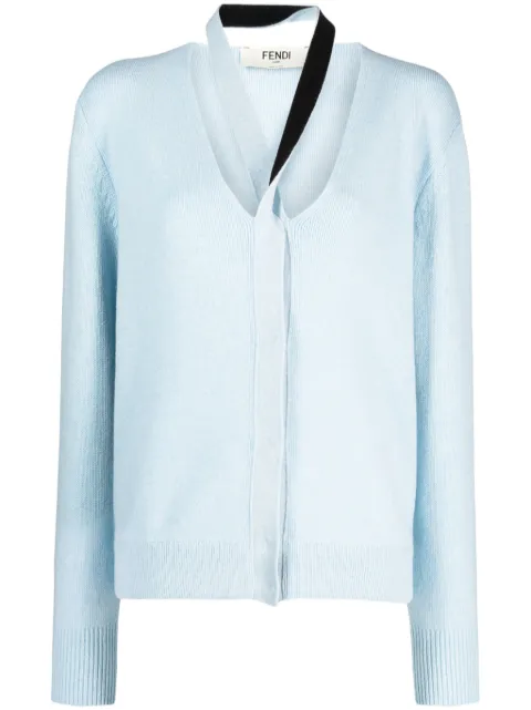 FENDI cut-out detail wool cardigan Blue FZC971ANJJ