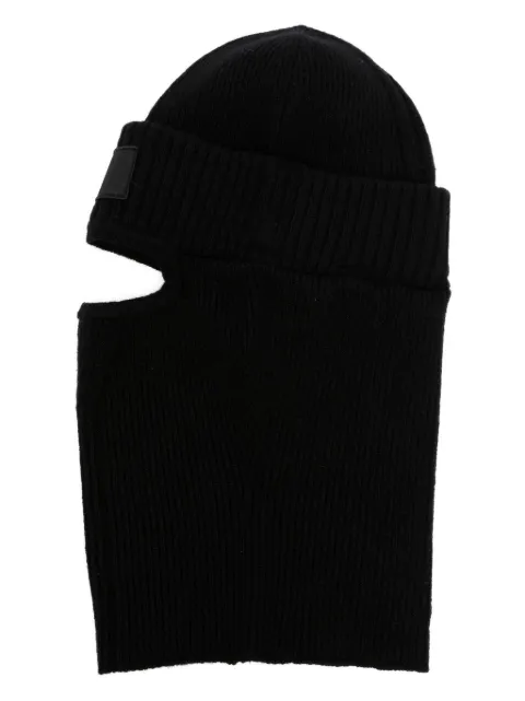 Y-3 logo-patch ribbed-knit balaclava Black IK6881