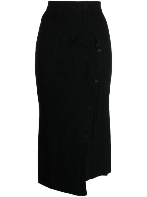 Feng Chen Wang ribbed-knit wool midi skirt Black FWF16KT03B