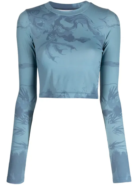 Feng Chen Wang abstract pattern-print crew-neck top Blue FWF16LS14