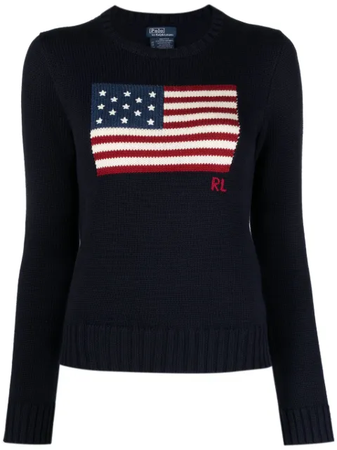 Polo Ralph Lauren graphic-print cotton jumper Blue 211896939001