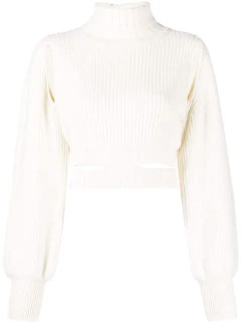 ANDREĀDAMO roll-neck cropped knit jumper Neutrals ADPF23SW01346473