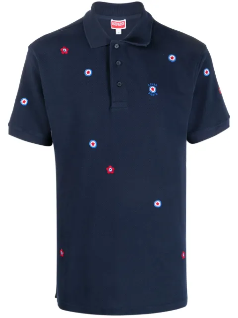 Kenzo Target embroidered cotton shirt Blue FD65PO5274PU