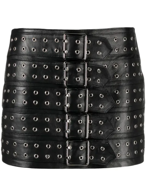 Manokhi belted leather miniskirt Black MANO509