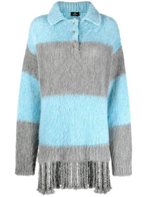 ETRO fringed-edge sweater minidress Grey 114319253
