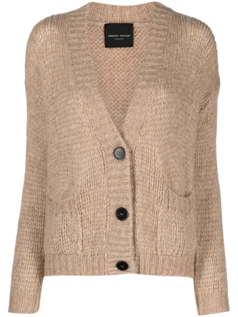 Roberto Collina chunky-knit V-neck cardigan Neutrals 47010