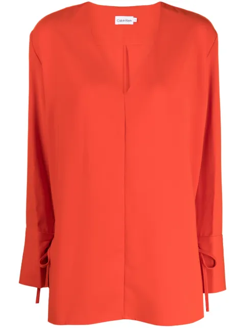 Calvin Klein V-neck tied-cuff blouse Orange K20K205688