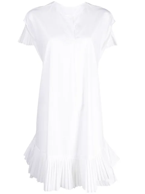 Shanshan Ruan V-neck ruffled cotton dress White D29C3