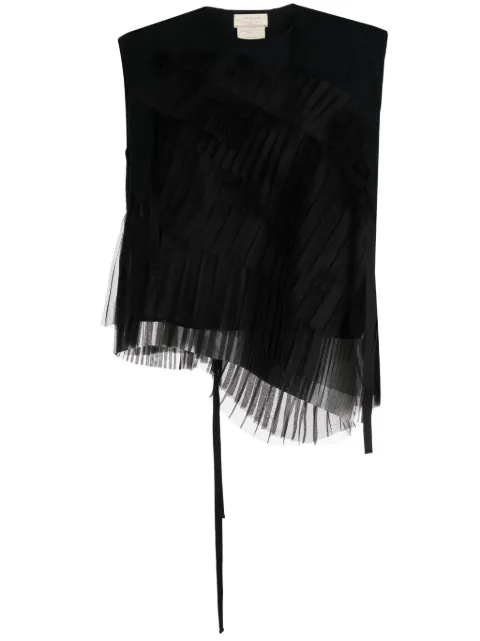 Shanshan Ruan asymmetric silk tank top Black T33C1