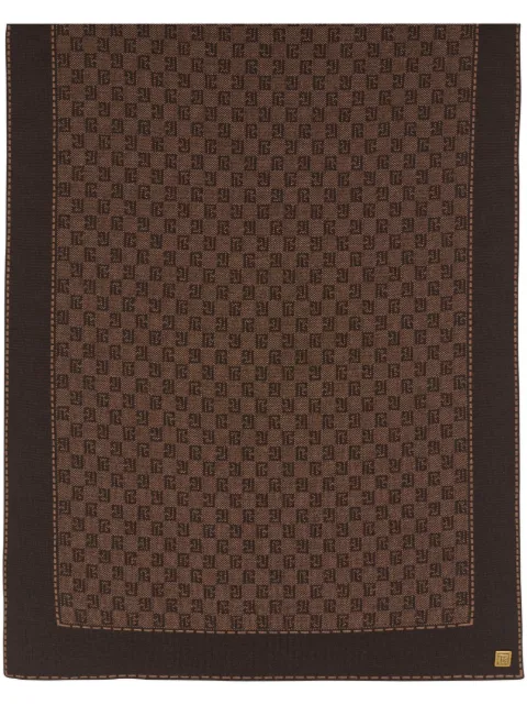 Balmain monogram-pattern fine-knit scarf Brown BH0XG050KF42