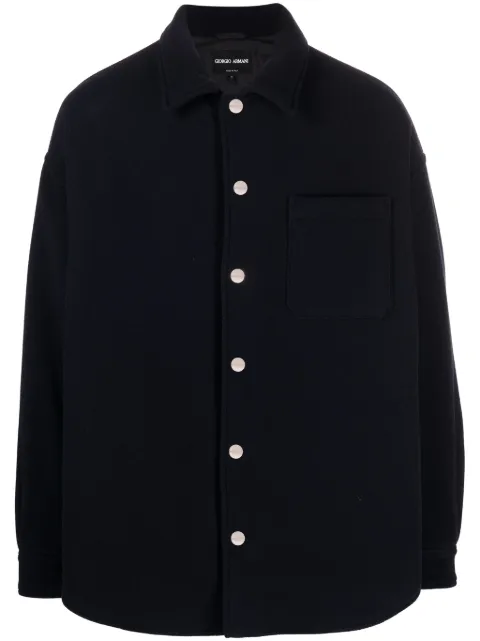 Giorgio Armani felted virgin wool shirt jacket Blue 6RSB8GSNC4Z