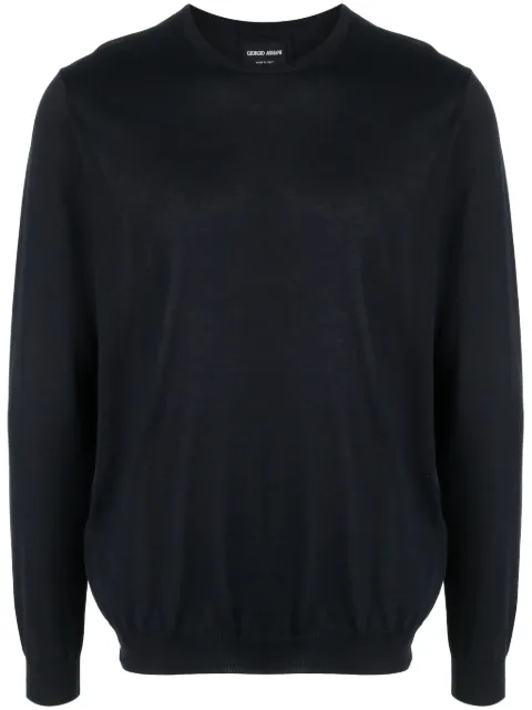 Giorgio Armani crew-neck silk-cotton jumper Blue 3HSM37SM63Z