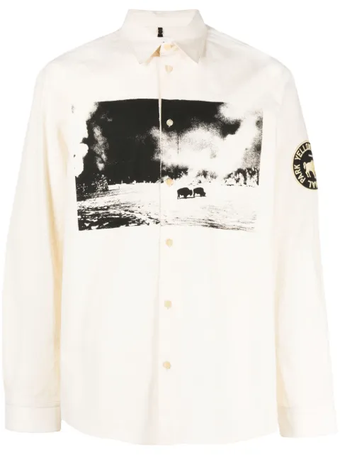 OAMC graphic-print long-sleeve cotton shirt White 23A28OAY18COT00832