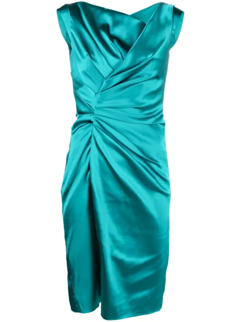 Talbot Runhof gathered-detail midi dress Green OS0428061200