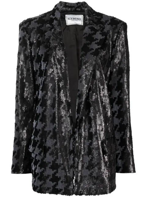 Iceberg dogtooth-print sequinned blazer Black L0514737