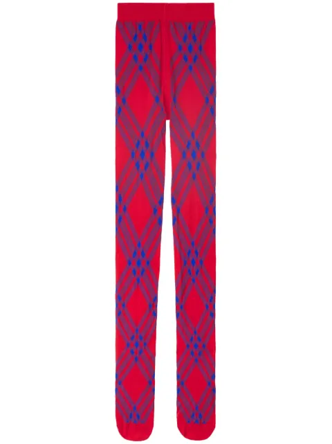 Burberry check-pattern wool blend tights Red 8076590
