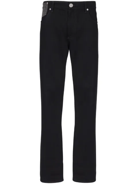Balmain crystal-embellished straight-leg jeans Black BH0MI044DD76