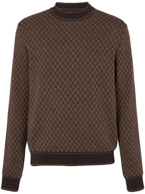 Balmain intarsia-knit long-sleeve jumper Brown BH0KD036KF23