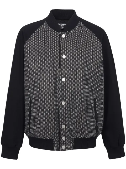 Balmain rhinestone-embellished bomber jacket Black BH0TF294DD76