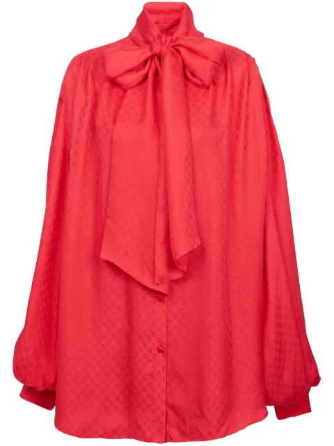 Balmain monogram-jacquard silk shirt Red BF0HT020SD08