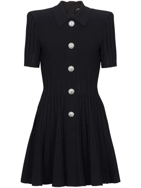 Balmain flared ribbed-knit minidress Black BF0R7150KF13