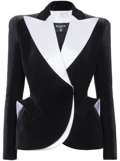Balmain two-tone velvet blazer Black BF0SI460MD88