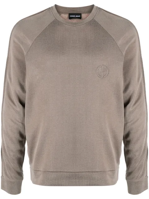 Giorgio Armani logo-embroidered round-neck jumper Neutrals 6RSM66SJMBZ