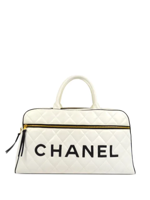 CHANEL Pre-Owned 1995 logo-print bowling bag White 3571136