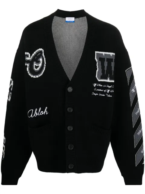 Off-White intarsia-knit wool-blend cardigan Black OMHB019C99KNI0011010