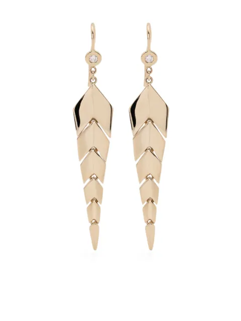 Jacquie Aiche 14CT yellow gold small Fishtail diamond earrings Gold 141994