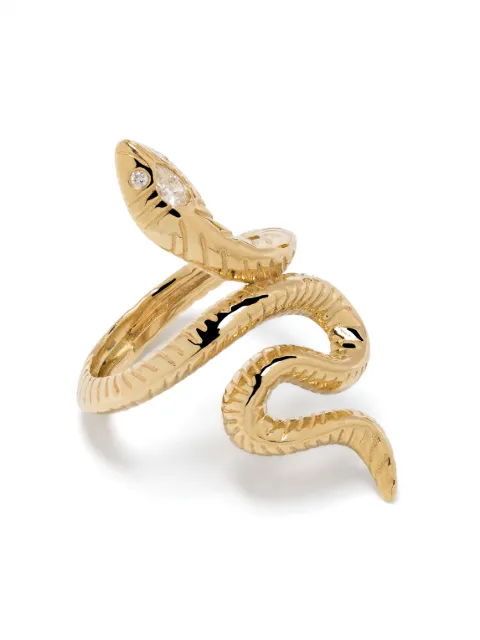 Jacquie Aiche 18kt yellow gold Teardrop Head Snake diamond ring Gold 20051013