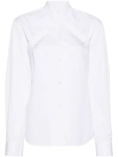 Off-White cross-collar cotton-poplin shirt White OWGE014C99FAB0010101