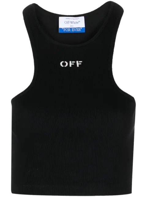 Off-White Off-Stamp ribbed crop top Black OWAD086C99JER0021001