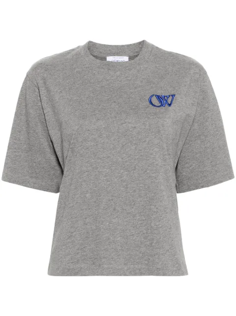 Off-White logo-embroidered cotton T-shirt Grey OWAA124S24JER0060846