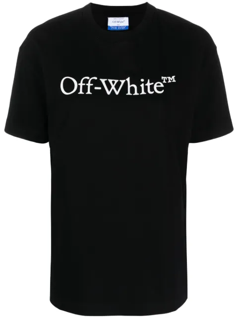Off-White Bookish logo-print cotton T-shirt Black OWAA089C99JER0031001