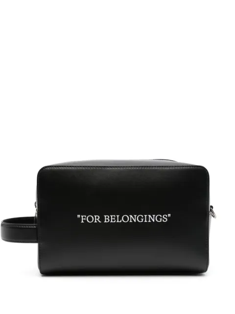 Off-White Quote-print leather wash bag Black OMNS028C99LEA0011001