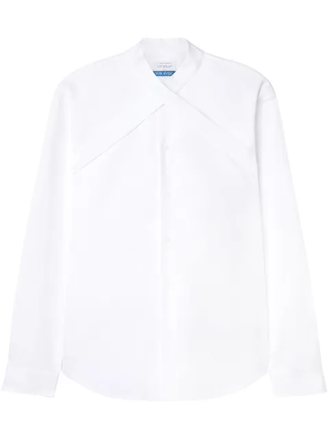 Off-White crossover-collar cotton shirt White OMGE026C99FAB0010101