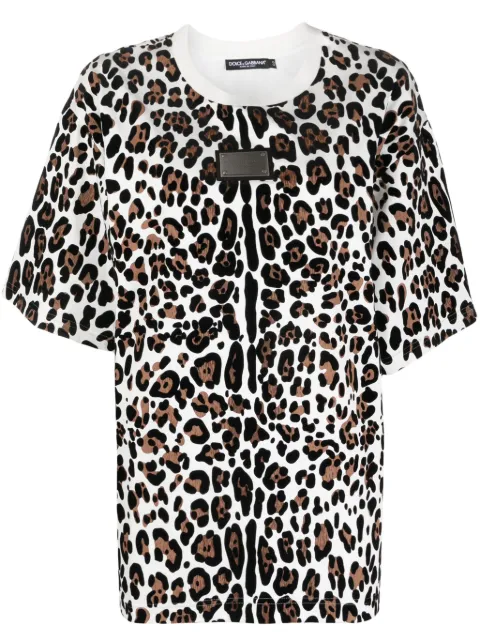 Dolce & Gabbana leopard-print cotton T-shirt White F8U43TGDBZP