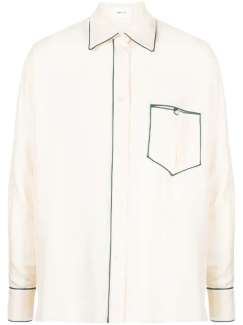 Bally contrast-piping silk pyjama shirt White WS00FSE074
