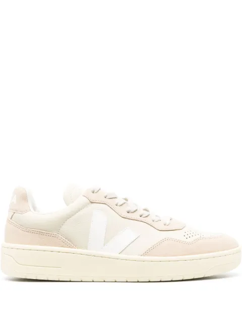 VEJA V-90 panelled low-top suede sneakers Neutrals VD2003378B