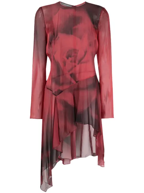 Alberta Ferretti semi-sheer rose-print blouse Red AEF232M02205152