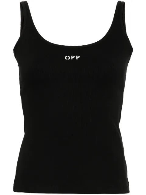 Off-White Off Stamp ribbed-knit tank top Black OWAD072C99JER0021001