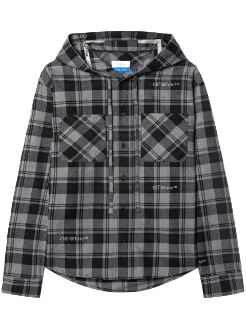Off-White checked hooded shirt Grey OMGE031C99FAB0010800
