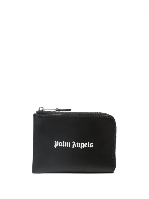 Palm Angels logo-print leather cardholder Black PMND011F23LEA0011003