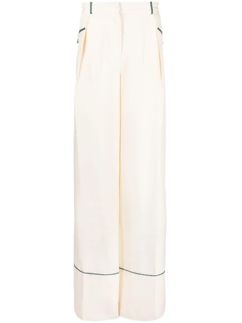 Bally contrast-piping silk pyjama trousers White WTR00PSE074