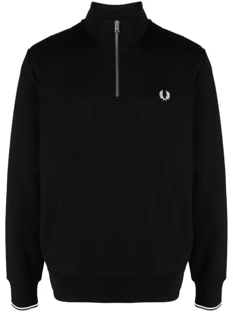 Fred Perry logo-embroidered zip-up jumper Black M3574102